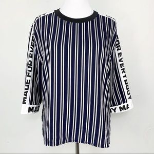 Zara Basic Navy Stripe Made For Everybody Top